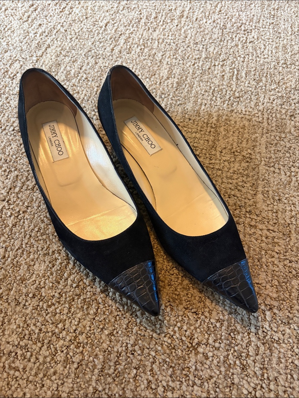 Jimmy Choo Black Suede Kitten Heels